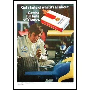 1972 Viceroy Cigarettes Taste of What It's All About Vintage Print Ad Indy Race